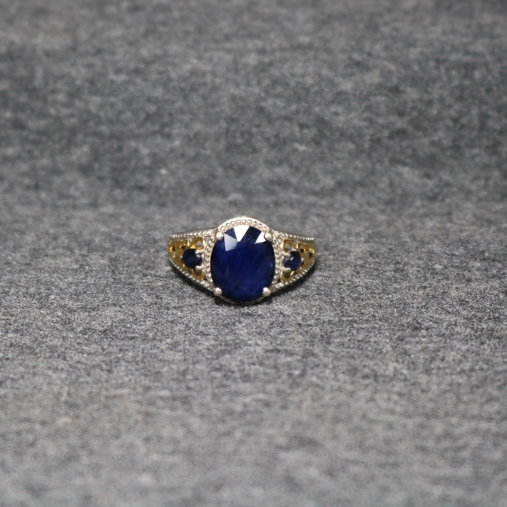 925 sterling silver D Joy lab created sapphire Ring